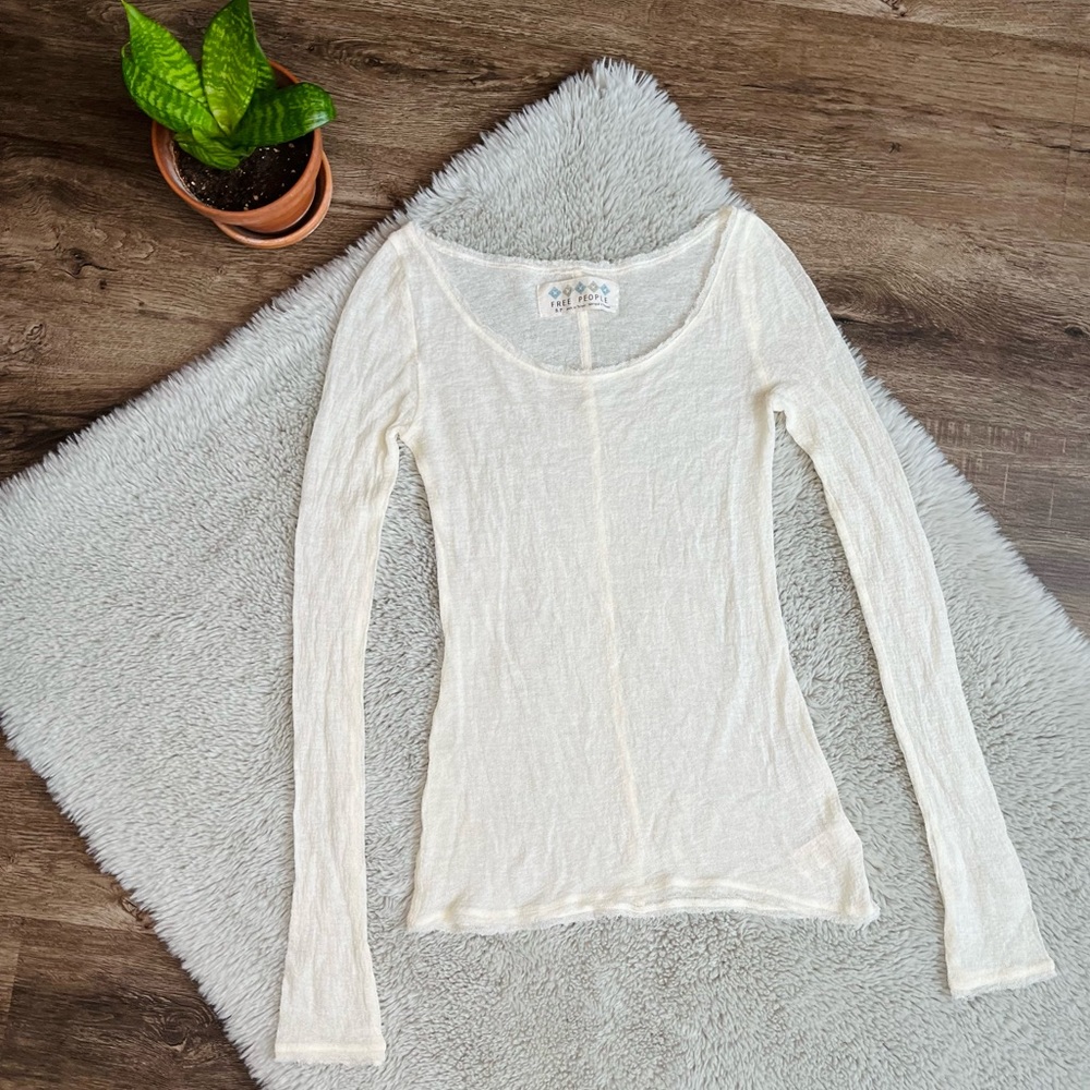 Free People Ivory Long Sleeve Shirt
